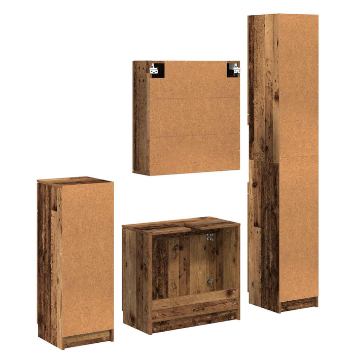 Set de mobilier pentru baie 4 pcs Lemn vechi Lemn compozit - WALTI WALTI
