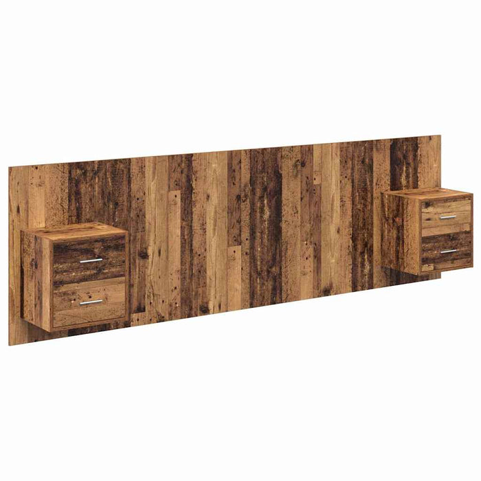 Tăblie cu Noptieră cu sertar 3 pcs Lemn Vechi Lemn compozit - WALTI WALTI