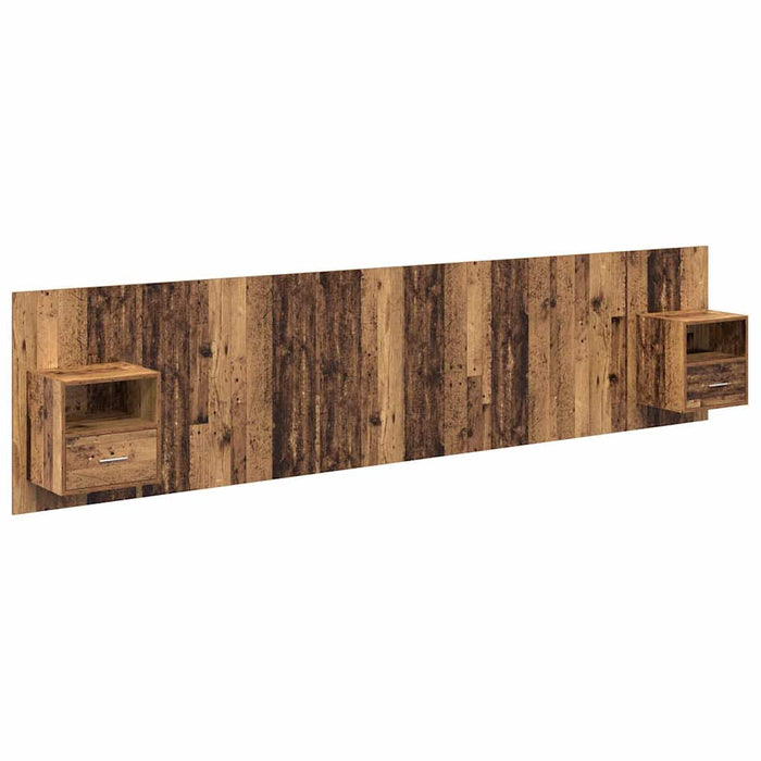 Tăblie cu Noptieră cu sertar 3 pcs Lemn Vechi Lemn compozit - WALTI WALTI