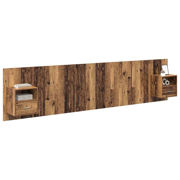 Tăblie cu Noptieră cu sertar 3 pcs Lemn Vechi Lemn compozit - WALTI WALTI