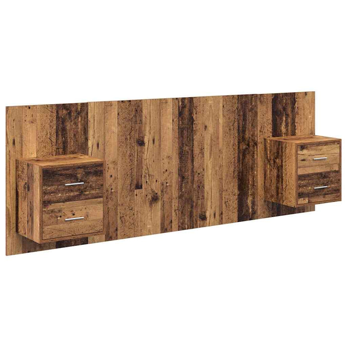 Tăblie cu Noptieră cu sertar 3 pcs Lemn Vechi Lemn compozit - WALTI WALTI