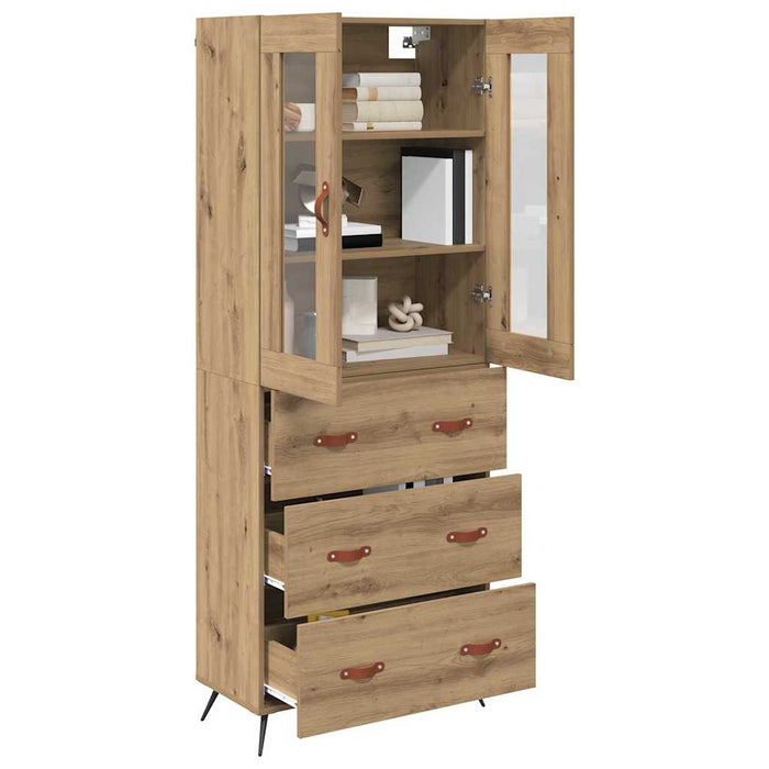 Cabinet înalt cu raft 2 pcs Stejar Artizanal Lemn compozit - WALTI WALTI