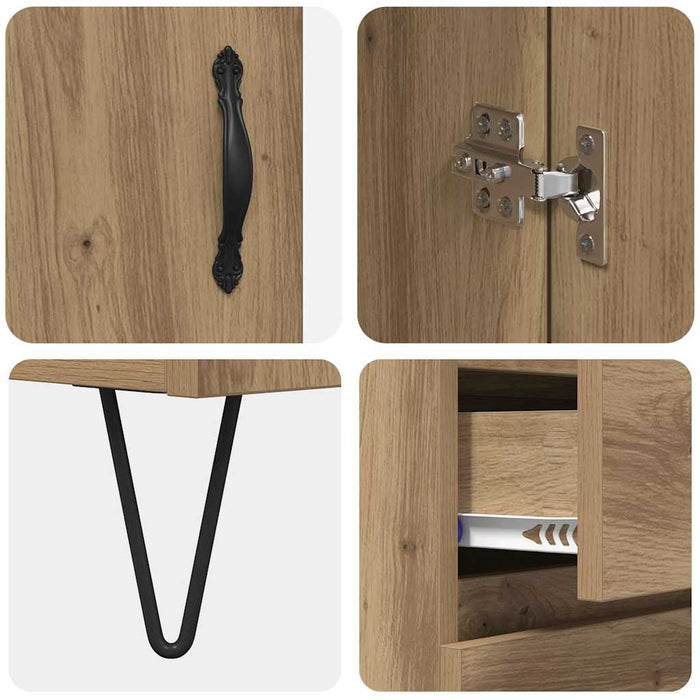 Bufet cu sertar 2 pcs Stejar Artizanal Lemn tehnic și sticlă - WALTI WALTI