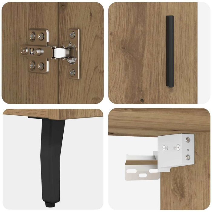 Bufet 2 pcs Stejar Artizanal Lemn Stratificat și Sticlă - WALTI WALTI
