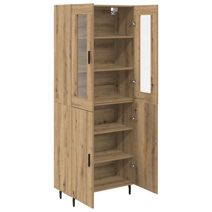 Bufet 2 pcs Stejar Artizanal Lemn Stratificat și Sticlă - WALTI WALTI