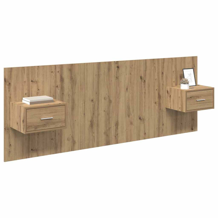 Tăblie cu Noptieră 3 pcs Stejar Artizanal Lemn compozit - WALTI WALTI