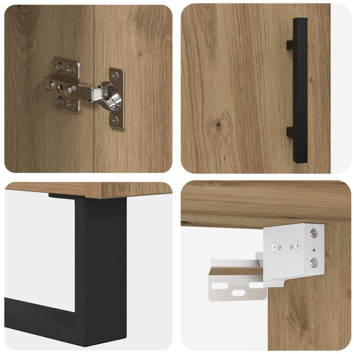 Bufet 2 pcs Stejar Artizanal Lemn Stratificat și Sticlă - WALTI WALTI