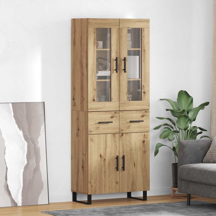 Bufet 2 pcs Stejar Artizanal Lemn Stratificat și Sticlă - WALTI WALTI