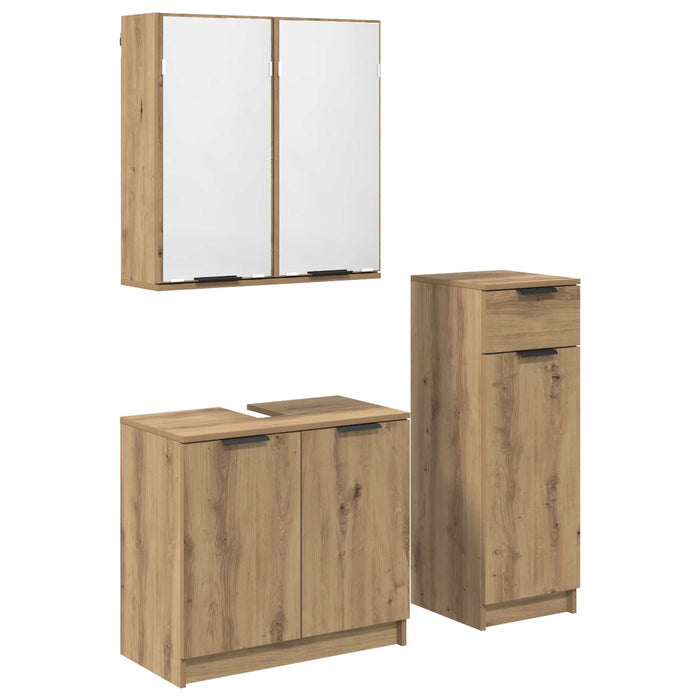 Set de mobilier pentru baie cu sertar 3 pcs Stejar Artizanal WALTI
