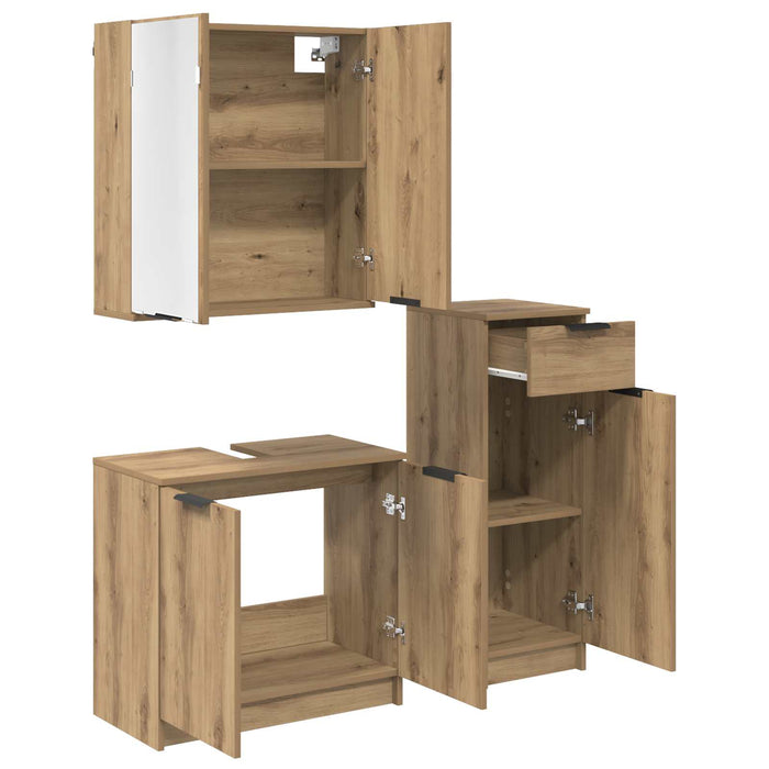 Set de mobilier pentru baie cu sertar 3 pcs Stejar Artizanal WALTI