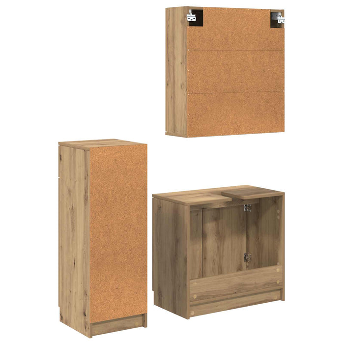 Set de mobilier pentru baie cu sertar 3 pcs Stejar Artizanal WALTI