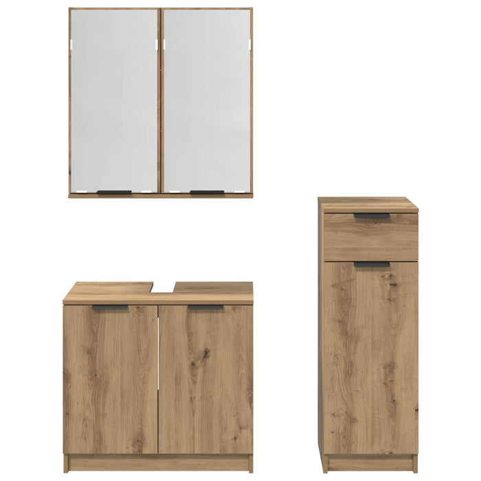 Set de mobilier pentru baie cu sertar 3 pcs Stejar Artizanal WALTI