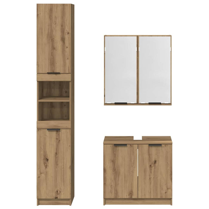 Set dulap baie cu raft cu ușă Stejar Artizanal Lemn compozit - WALTI WALTI