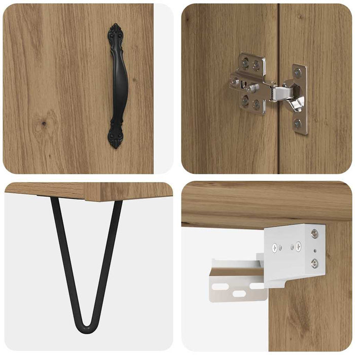 Bufet 2 pcs Stejar Artizanal Lemn tehnic și sticlă - WALTI WALTI