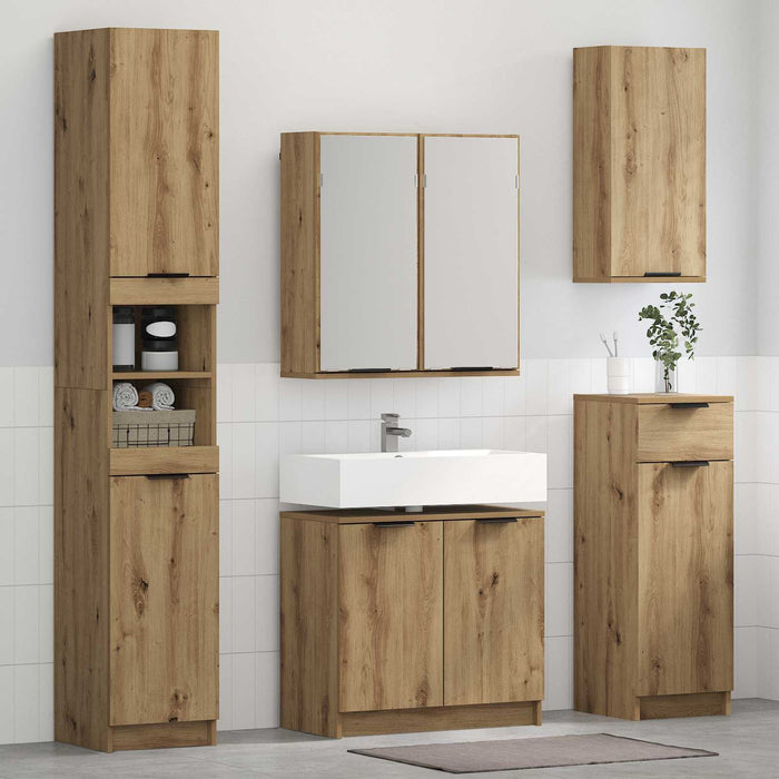 Set de mobilier pentru baie cu sertar 5 pcs Stejar Artizanal WALTI