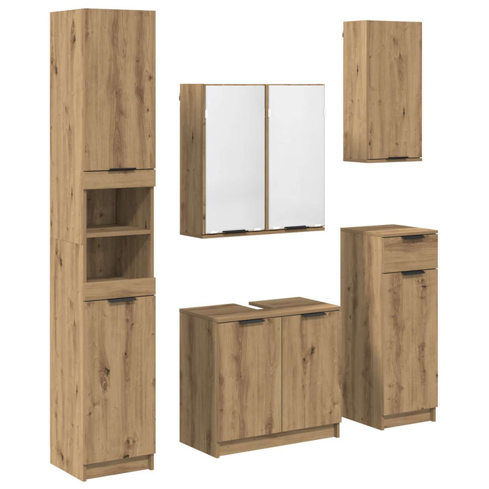 Set de mobilier pentru baie cu sertar 5 pcs Stejar Artizanal WALTI
