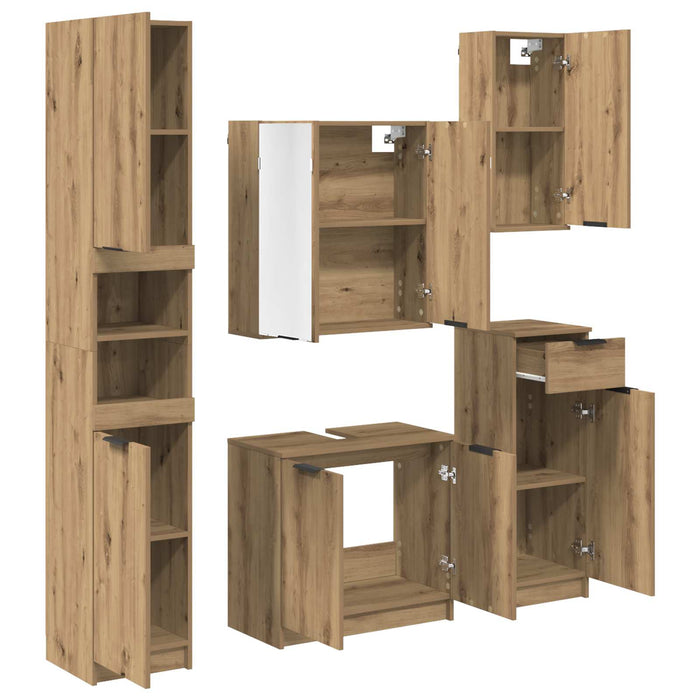Set de mobilier pentru baie cu sertar 5 pcs Stejar Artizanal WALTI