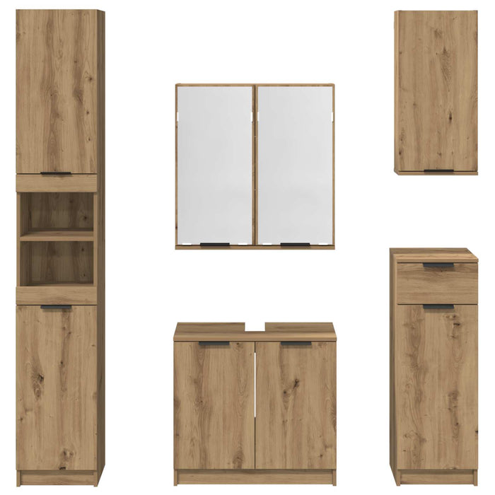 Set de mobilier pentru baie cu sertar 5 pcs Stejar Artizanal WALTI