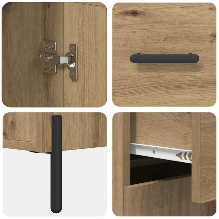 Bufet cu sertar 2 pcs Stejar Artizanal Lemn compozit WALTI