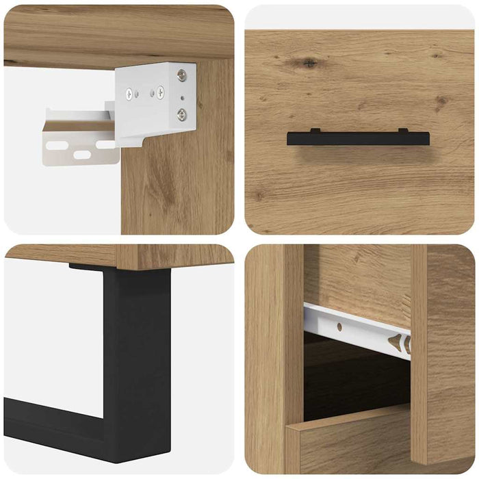Bufet cu sertar 2 pcs Stejar Artizanal Lemn compozit - WALTI WALTI