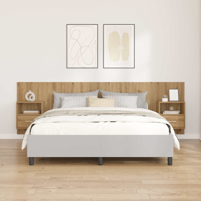 Tăblie cu Noptieră cu raft 3 pcs Stejar Artizanal Lemn compozit - WALTI WALTI