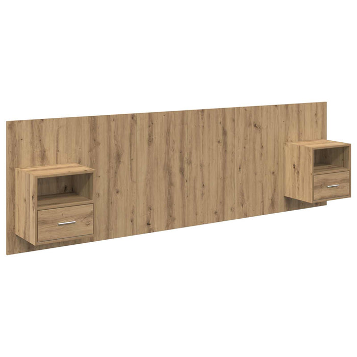 Tăblie cu Noptieră cu raft 3 pcs Stejar Artizanal Lemn compozit - WALTI WALTI