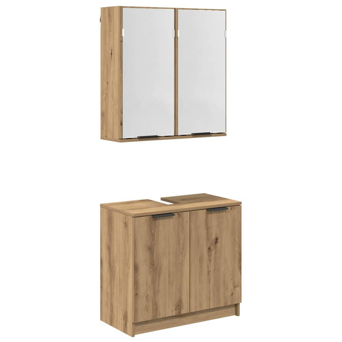 Set dulap baie cu raft cu ușă Stejar Artizanal Lemn compozit - WALTI WALTI