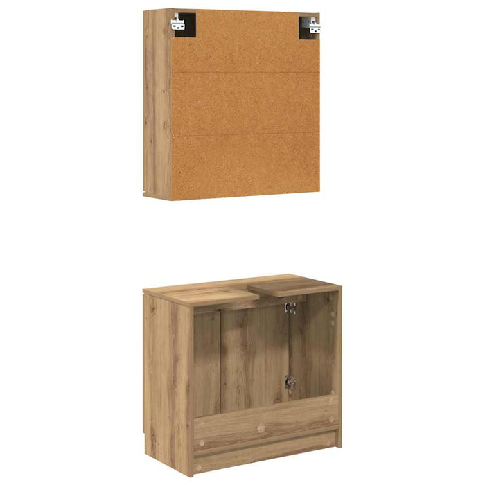 Set dulap baie cu raft cu ușă Stejar Artizanal Lemn compozit - WALTI WALTI
