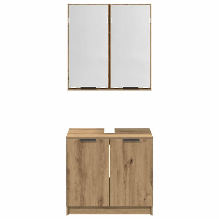 Set dulap baie cu raft cu ușă Stejar Artizanal Lemn compozit - WALTI WALTI
