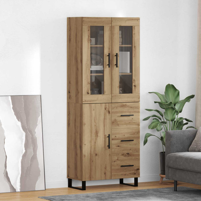 Bufet 2 pcs Stejar Artizanal Lemn Stratificat și Sticlă - WALTI WALTI
