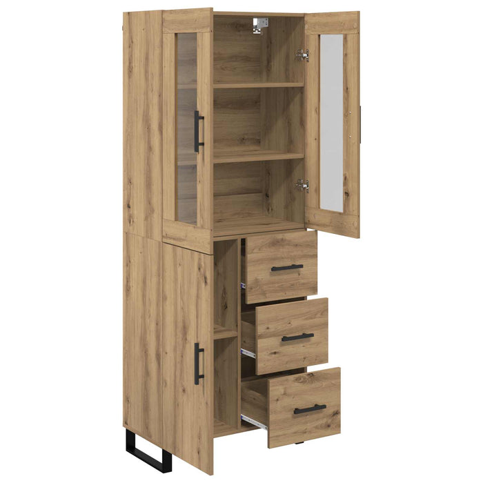 Bufet 2 pcs Stejar Artizanal Lemn Stratificat și Sticlă - WALTI WALTI