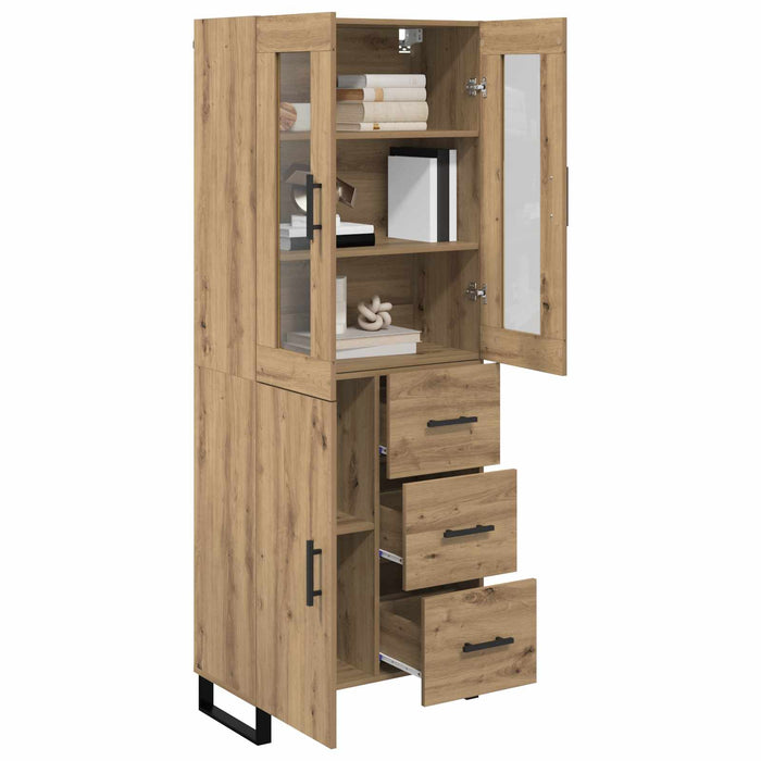 Bufet 2 pcs Stejar Artizanal Lemn Stratificat și Sticlă - WALTI WALTI