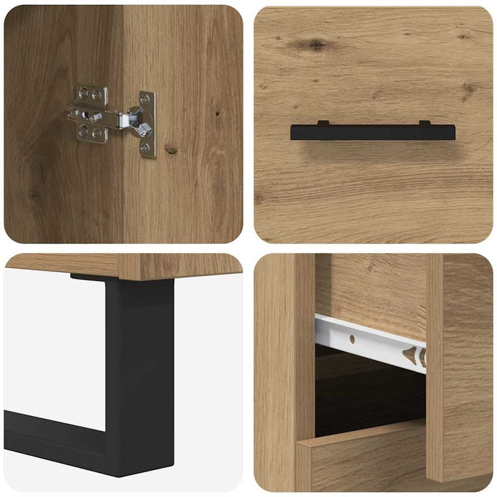 Bufet 2 pcs Stejar Artizanal Lemn Stratificat și Sticlă - WALTI WALTI