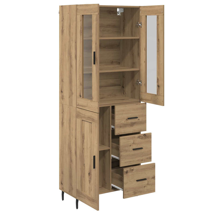 Bufet 2 pcs Stejar Artizanal Lemn Stratificat și Sticlă - WALTI WALTI