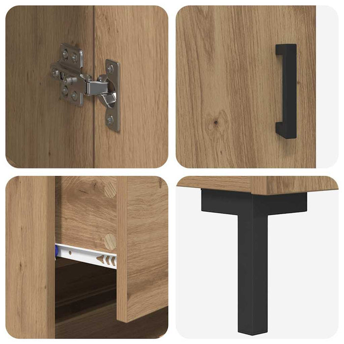 Bufet cu sertar 2 pcs Stejar Artizanal Lemn compozit - WALTI WALTI