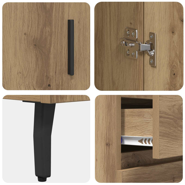 Bufet 2 pcs Stejar Artizanal 69,5 x 34 x 180 cm Lemn compozit - WALTI WALTI