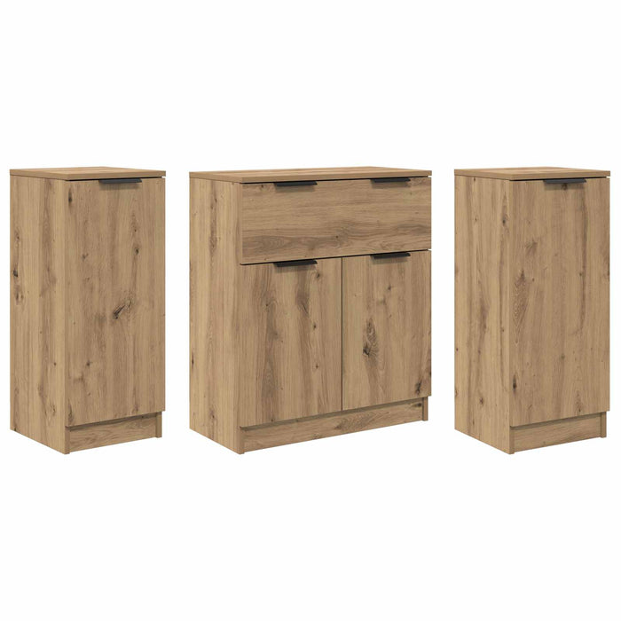 Bufet cu sertar 3 pcs Stejar Artizanal Lemn compozit - WALTI WALTI