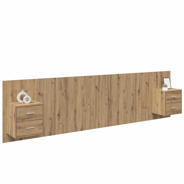 Tăblie cu Noptieră 3 pcs Stejar Artizanal Lemn compozit - WALTI WALTI