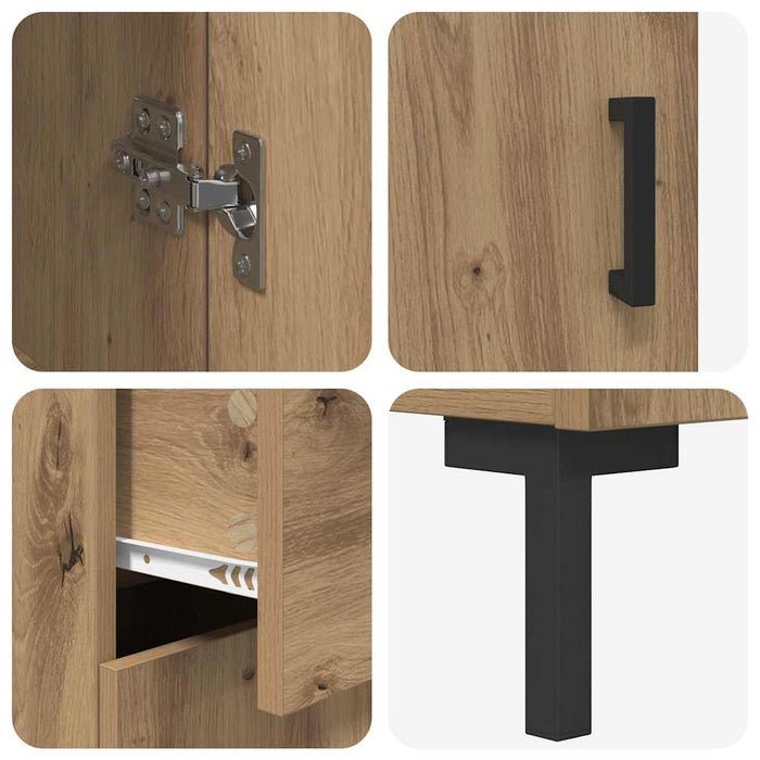 Bufet cu sertar 2 pcs Stejar Artizanal Lemn compozit - WALTI WALTI