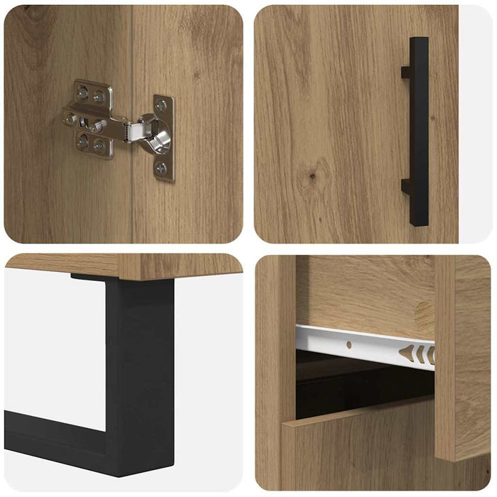 Bufet 2 pcs Stejar Artizanal Lemn Stratificat și Sticlă - WALTI WALTI