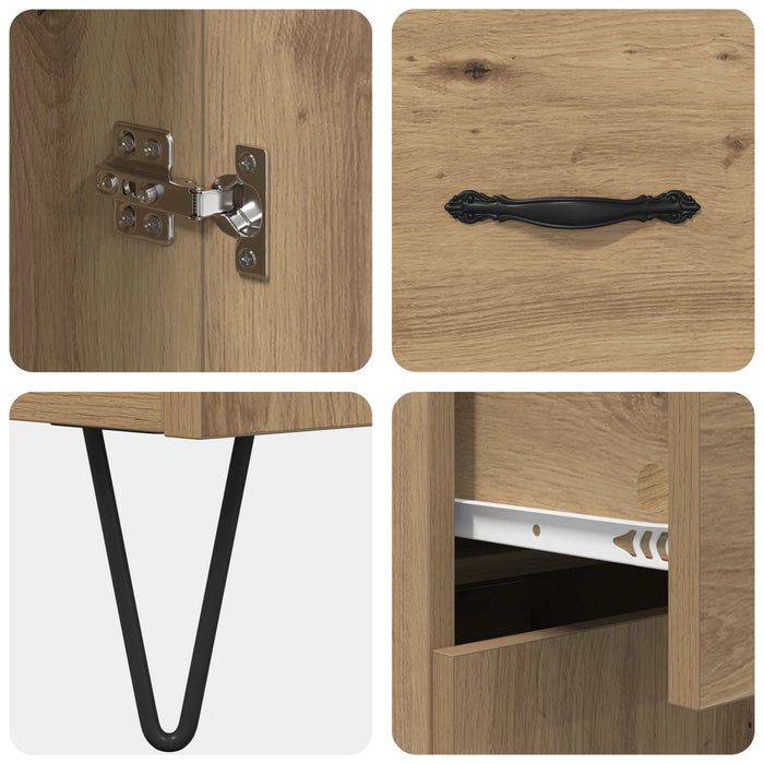 Bufet cu sertar 2 pcs Stejar Artizanal Lemn tehnic și sticlă - WALTI WALTI