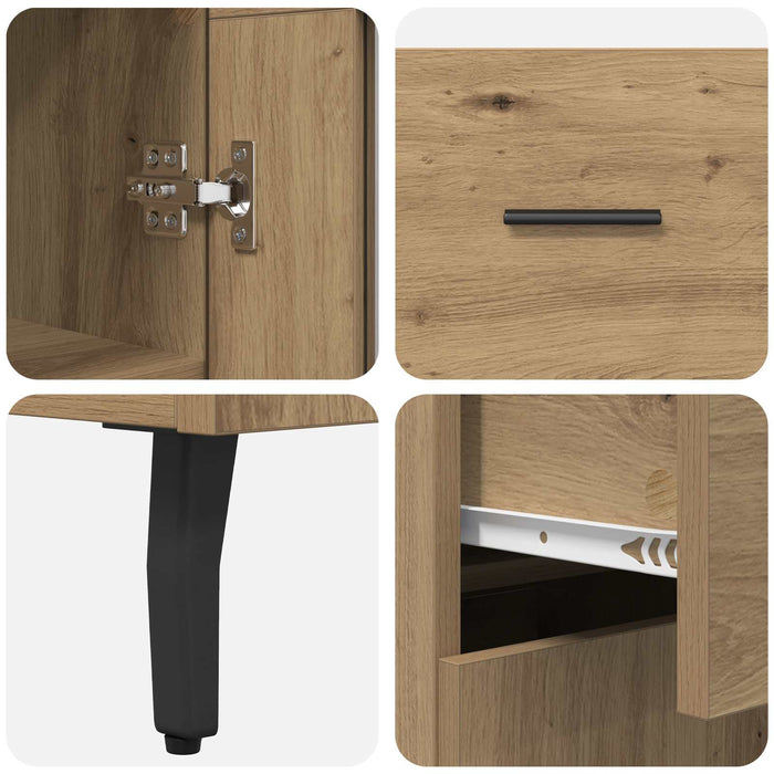 Bufet 2 pcs Stejar Artizanal Lemn Stratificat și Sticlă - WALTI WALTI