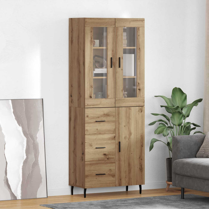 Bufet 2 pcs Stejar Artizanal Lemn Stratificat și Sticlă - WALTI WALTI