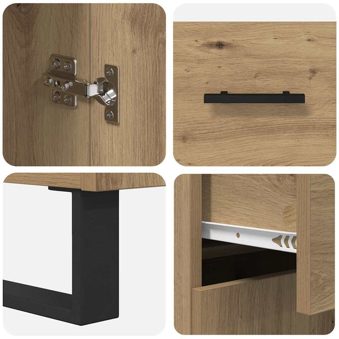 Bufet cu sertar 2 pcs Stejar Artizanal Lemn compozit - WALTI WALTI