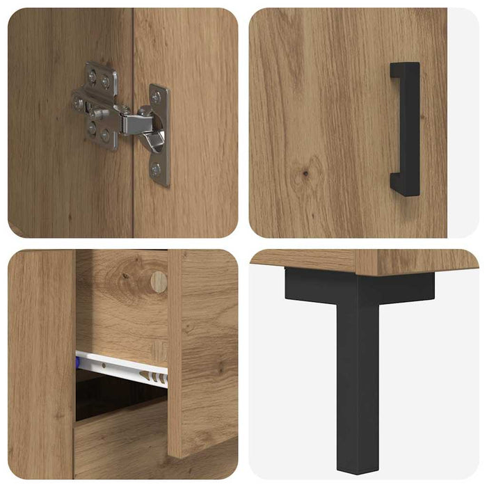 Bufet cu sertar 2 pcs Stejar Artizanal Lemn compozit - WALTI WALTI