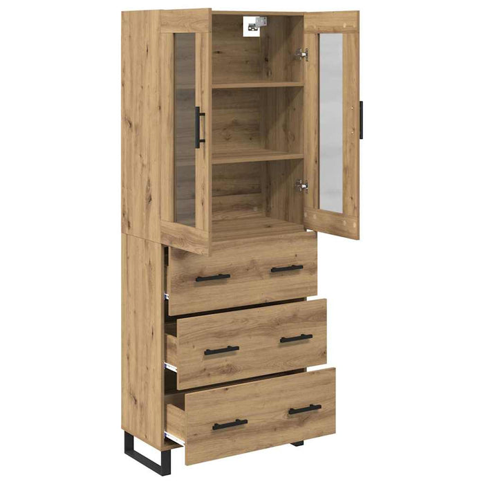 Bufet 2 pcs Stejar Artizanal Lemn Stratificat și Sticlă - WALTI WALTI