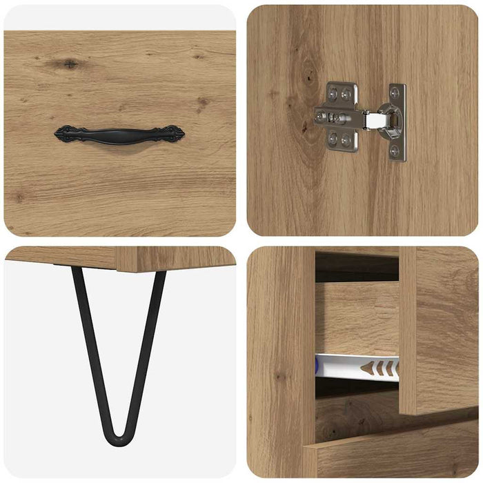 Bufet cu sertar 2 pcs Stejar Artizanal Lemn tehnic și sticlă - WALTI WALTI