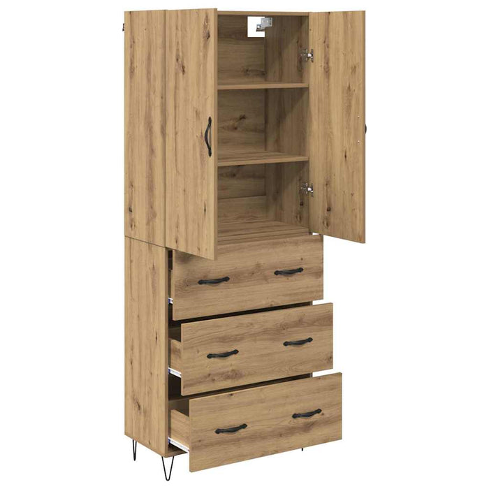 Bufet cu sertar 2 pcs Stejar Artizanal Lemn tehnic și sticlă - WALTI WALTI