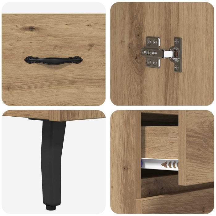 Bufet cu sertar 2 pcs Stejar Artizanal Lemn compozit - WALTI WALTI