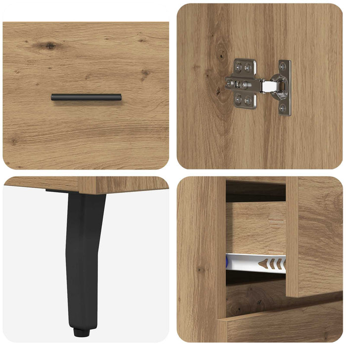 Bufet 2 pcs Stejar Artizanal Lemn Stratificat și Sticlă - WALTI WALTI